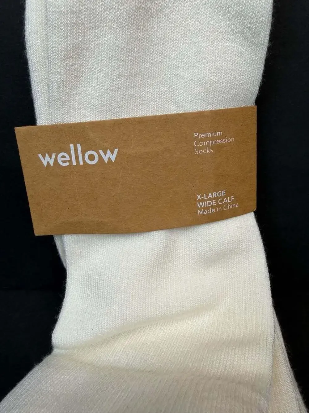 Wellow Premium Compression Socks X-Large Wide Calf Cream